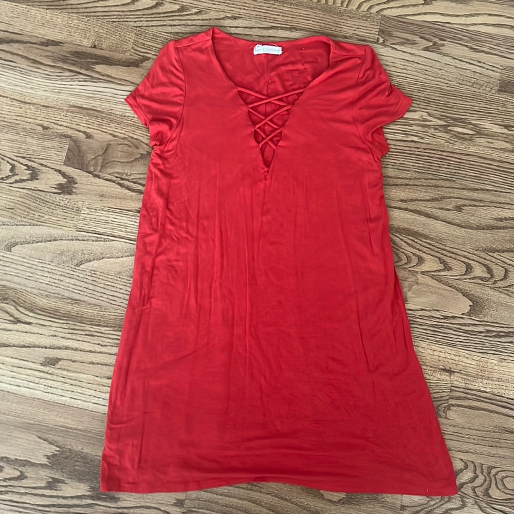 Red/orange dress for summer! Light weight. Double lined. Medium
